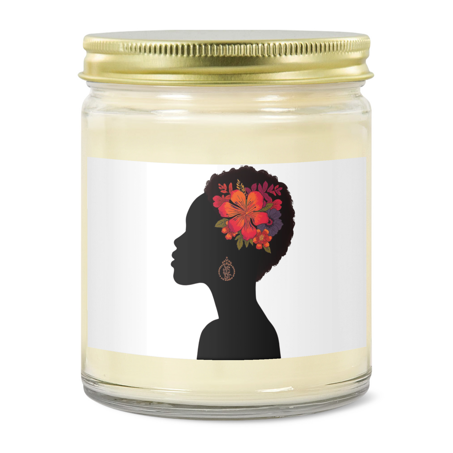 Floral Silhouette 9oz Hand-Poured Soy Candle Grown Black Glorious