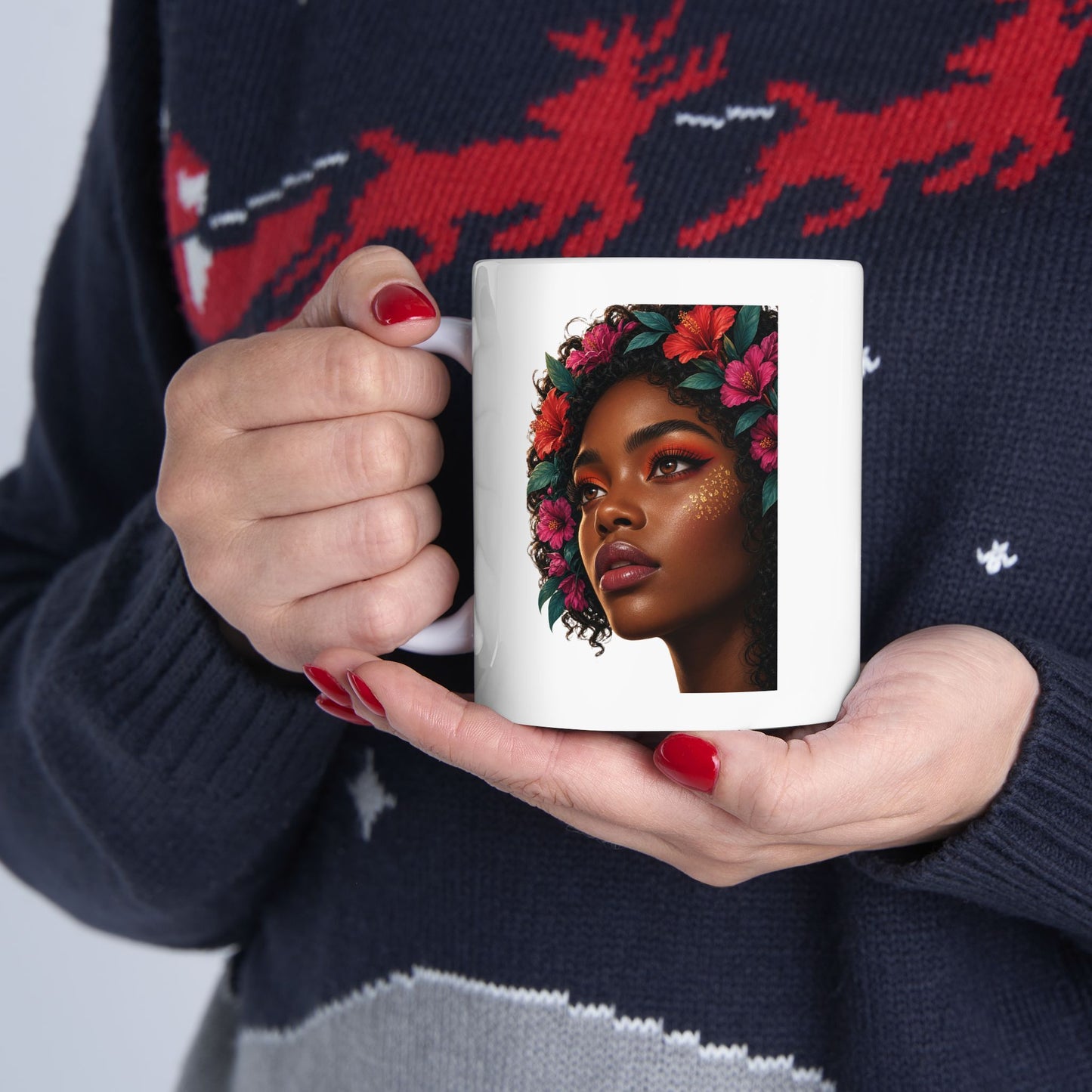 Floral Ceramic Mug - Black & Beautiful 11 oz.