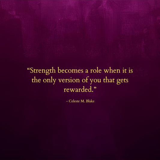 Inspirational quote about the strong Black woman role and emotional burnout displayed in elegant gold text on a dark background.