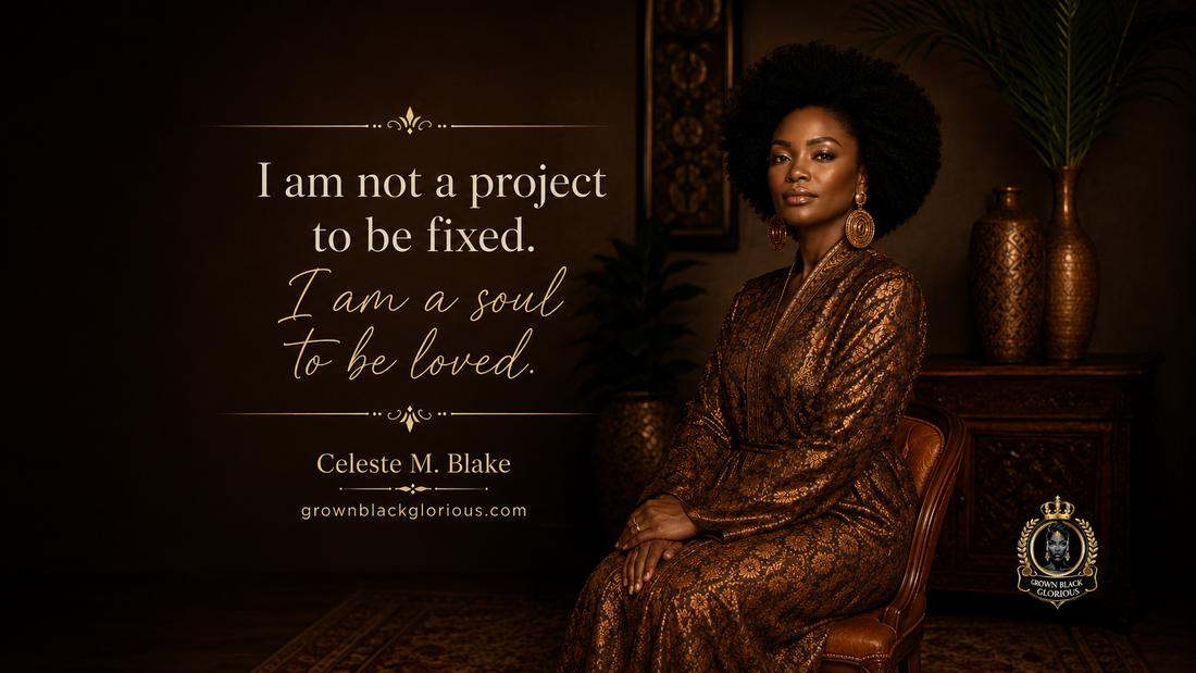 Black owned journals by a black owned journal company featuring an elegant Black woman and a self-care quote about healing and love.