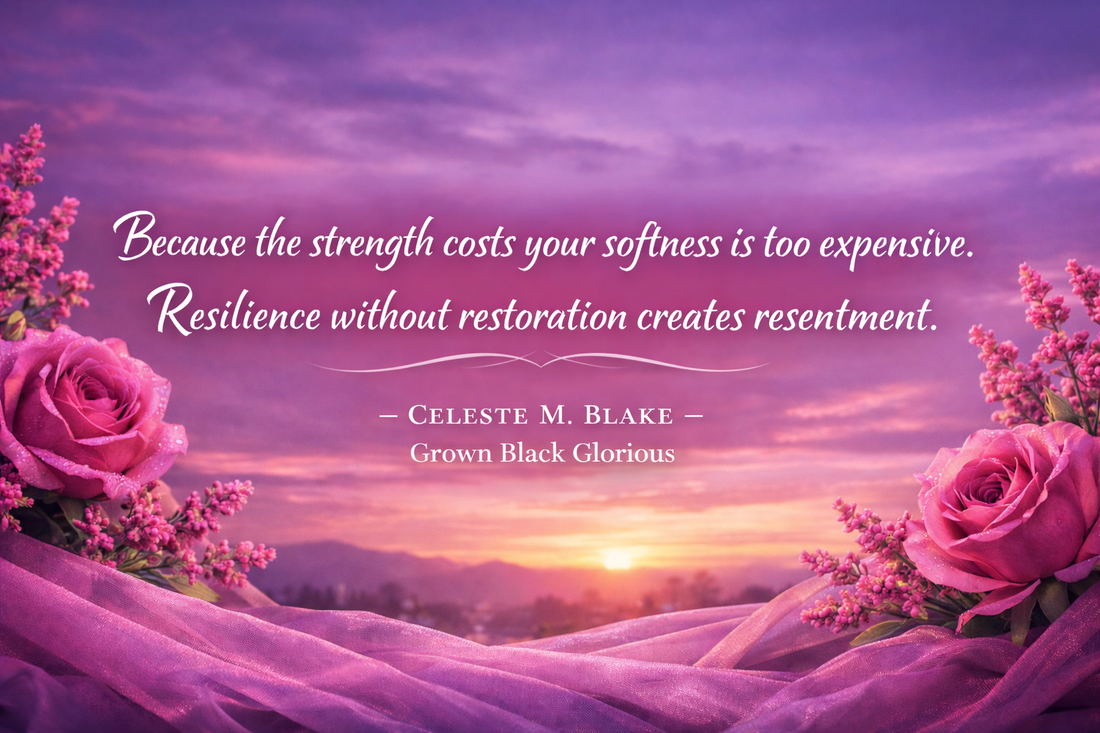 Rest is medicine for Black women over 40, soft living quote banner about emotional healing, burnout recovery, and self-care journaling