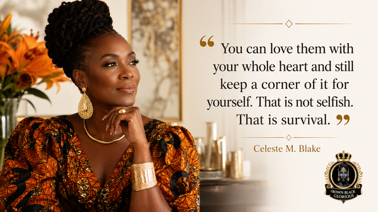 uote graphic from the Caregiver But Still Me ebook for Black women over 40 that reads, You can love them with your whole heart and still keep a corner of it for yourself. That is not selfish. That is survival.