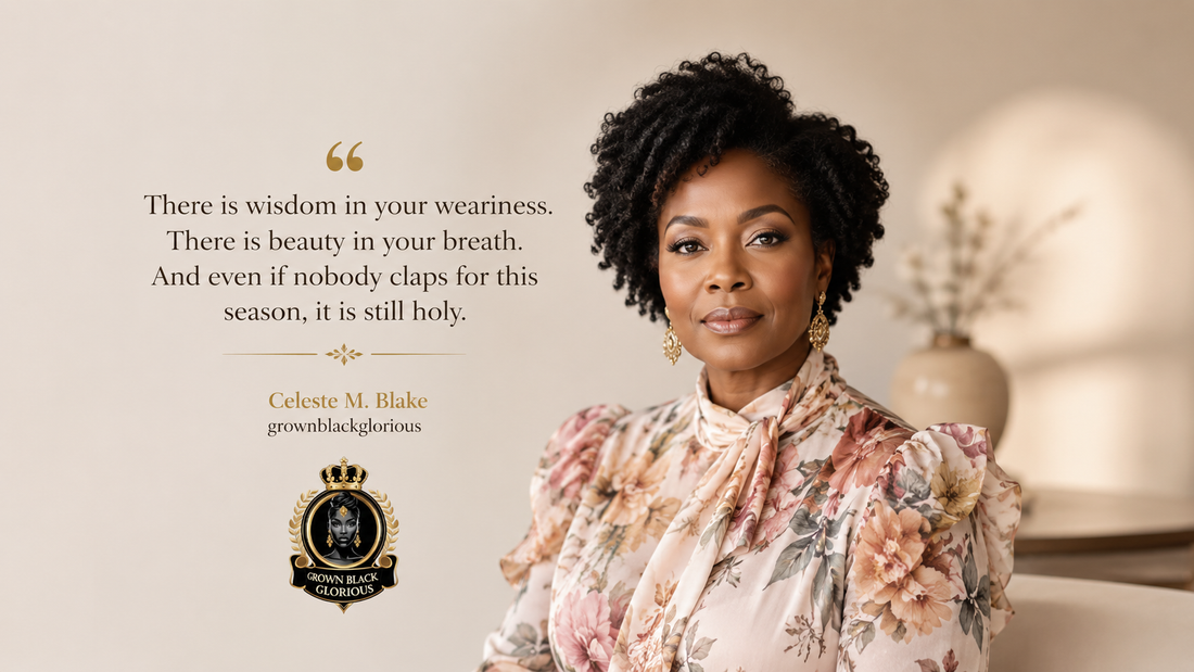 legant Black woman holding space for healing with self-care books for Black women, self help books for Black women and black owned journals by Celeste M. Blake