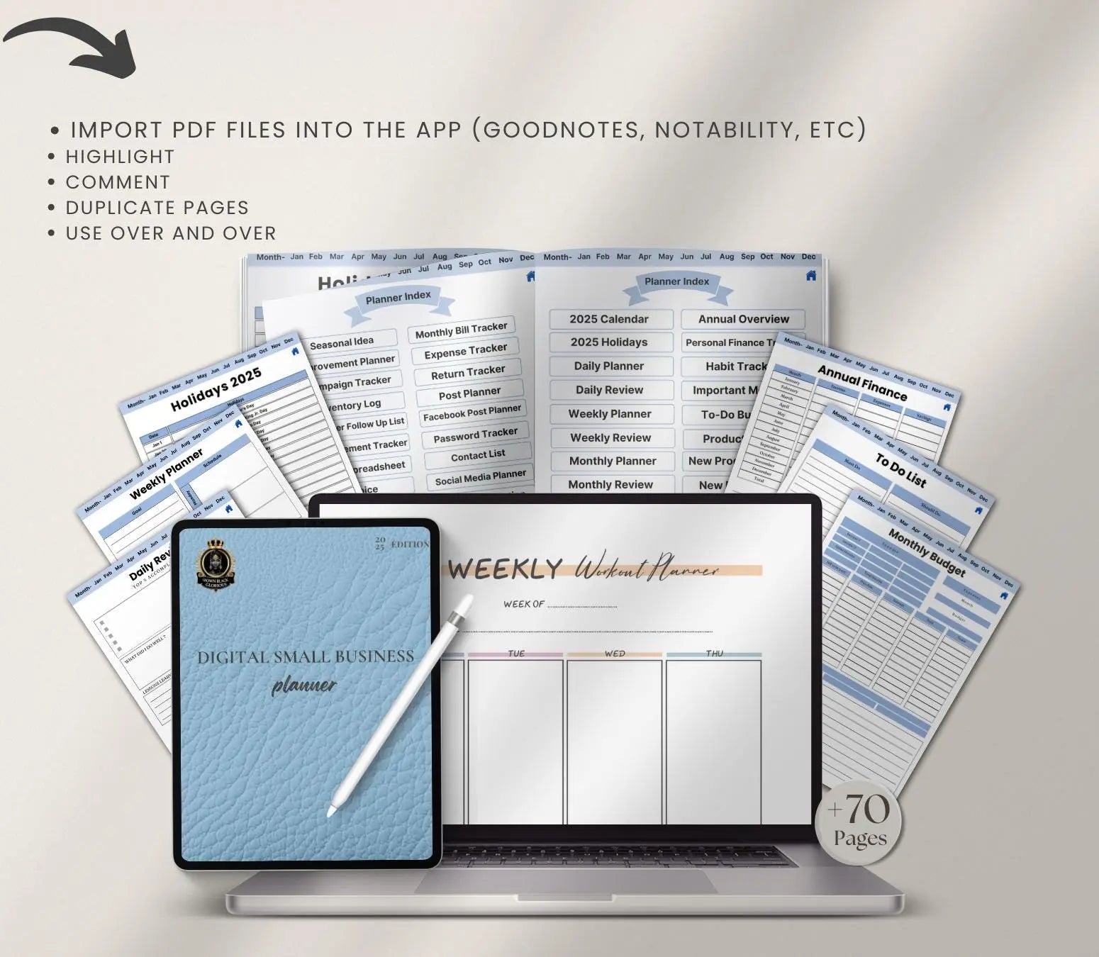 Digital Small Business Planner: Finance, Marketing & Goal Tracker (Printable PDF) Grown Black Glorious