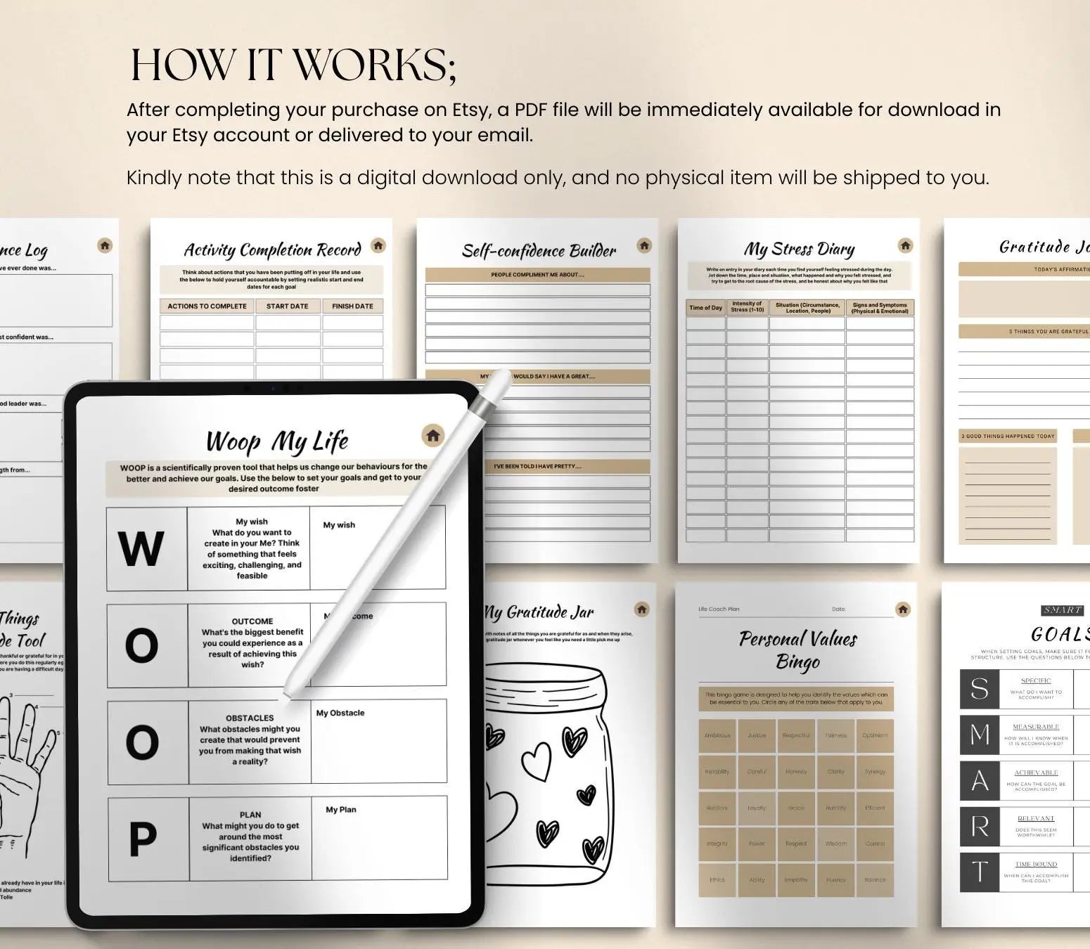 Digital Life Coaching Planner: Goal Setting & Mindset Journal (Printable PDF) Grown Black Glorious