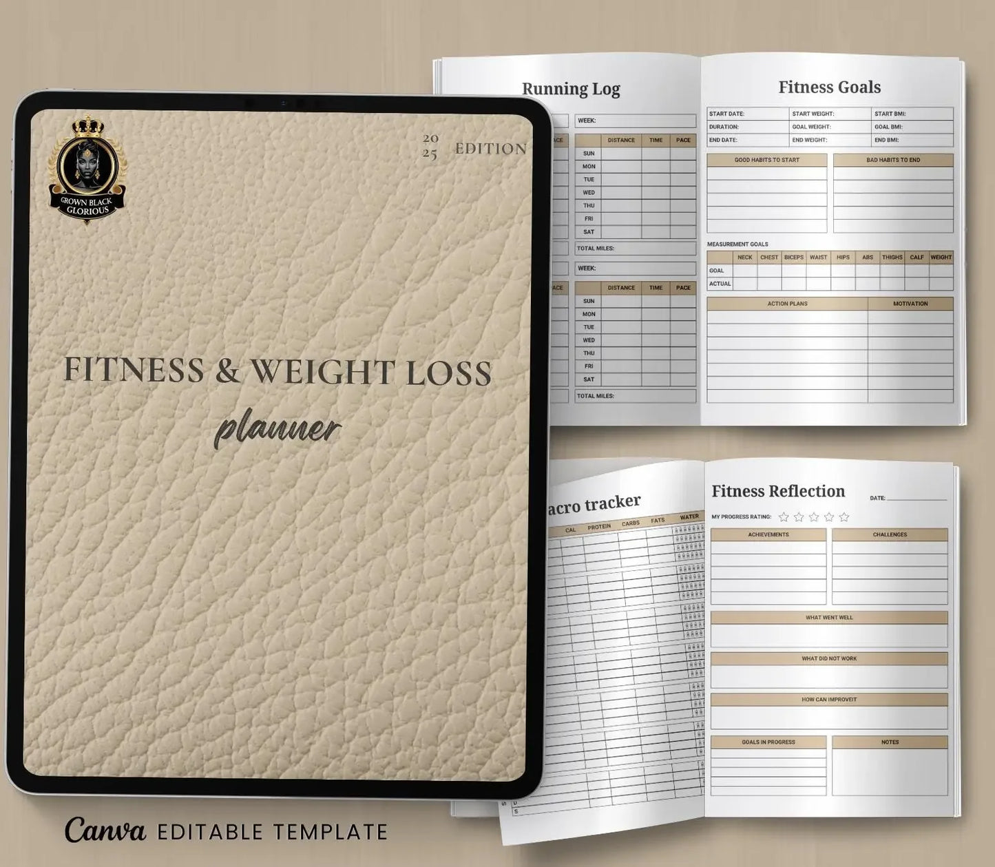 Fitness and Weight Loss Planner for Black Women | Workout Tracker, Meal Planner for Nubian Queen, Printable PDF for Weight Loss & Wellness Ma boutique