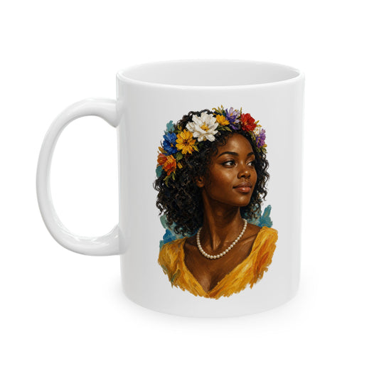 Floral Ceramic Mug - 11 oz