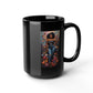 Black 15oz Ceramic Mug – Bold Black Woman Floral Art Coffee Cup