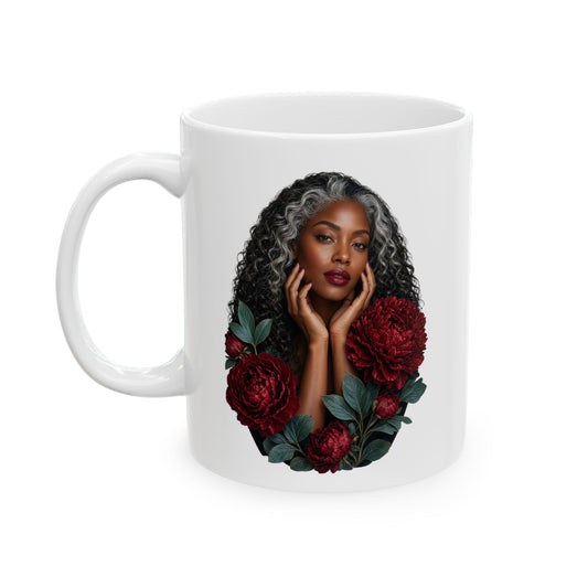 Floral Ceramic Mug - 11 oz