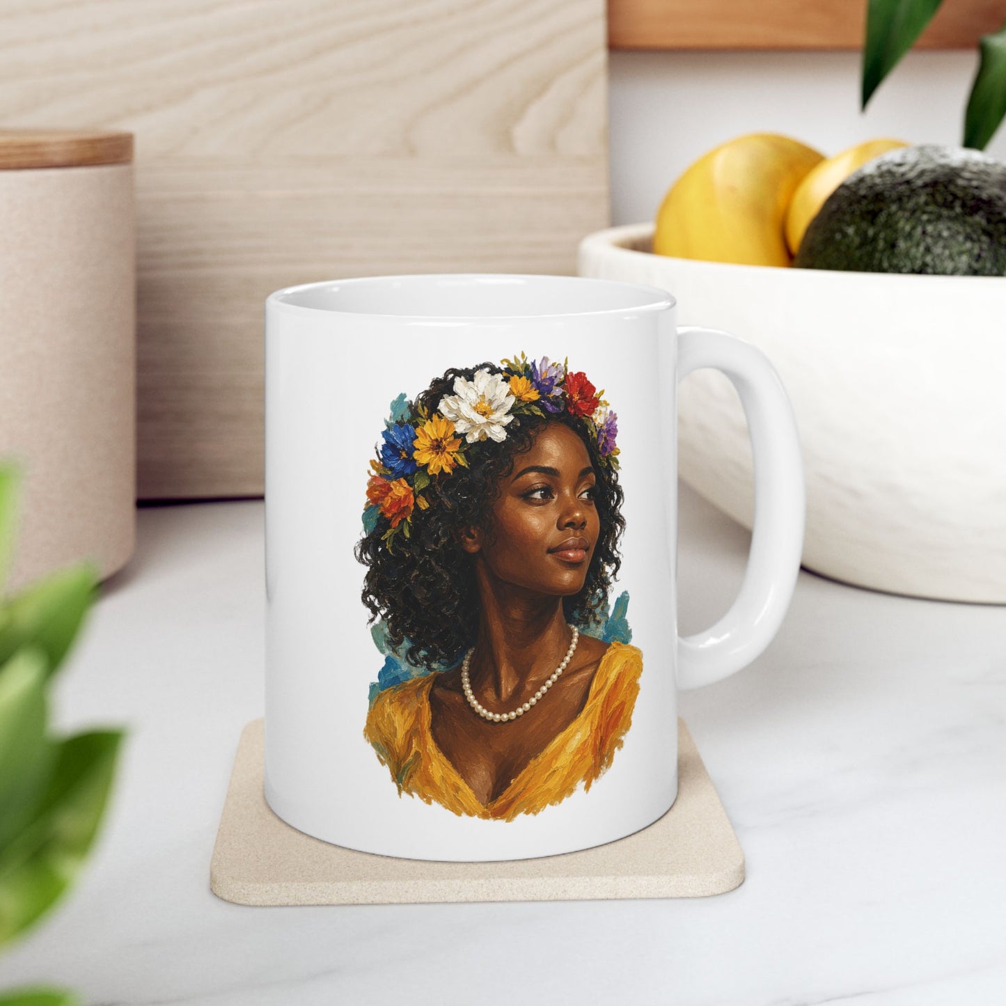 Floral Ceramic Mug - 11 oz