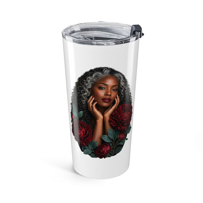 Floral Rose Tumbler with Lid - 20 oz