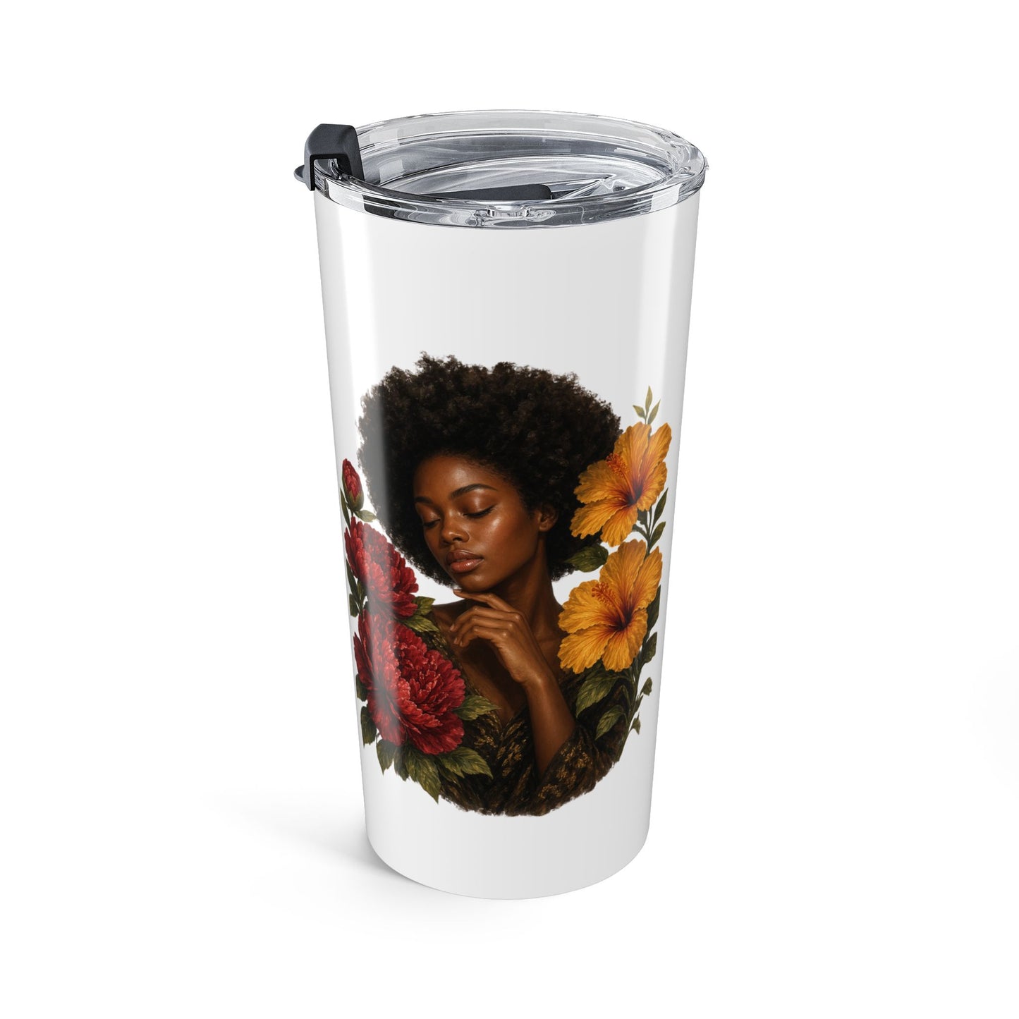 20oz Floral Tumbler with Red and Yellow Flower Design