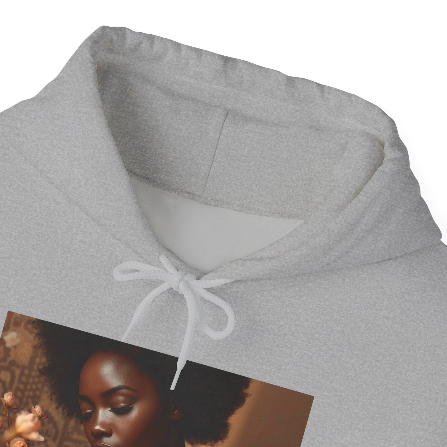 Afrocentric Art Hoodie for Black Women – Warm Floral Portrait Sweatshirt