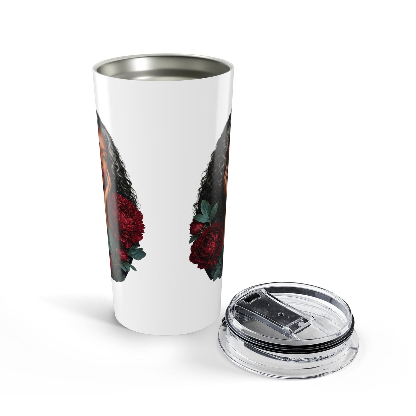Floral Rose Tumbler with Lid - 20 oz