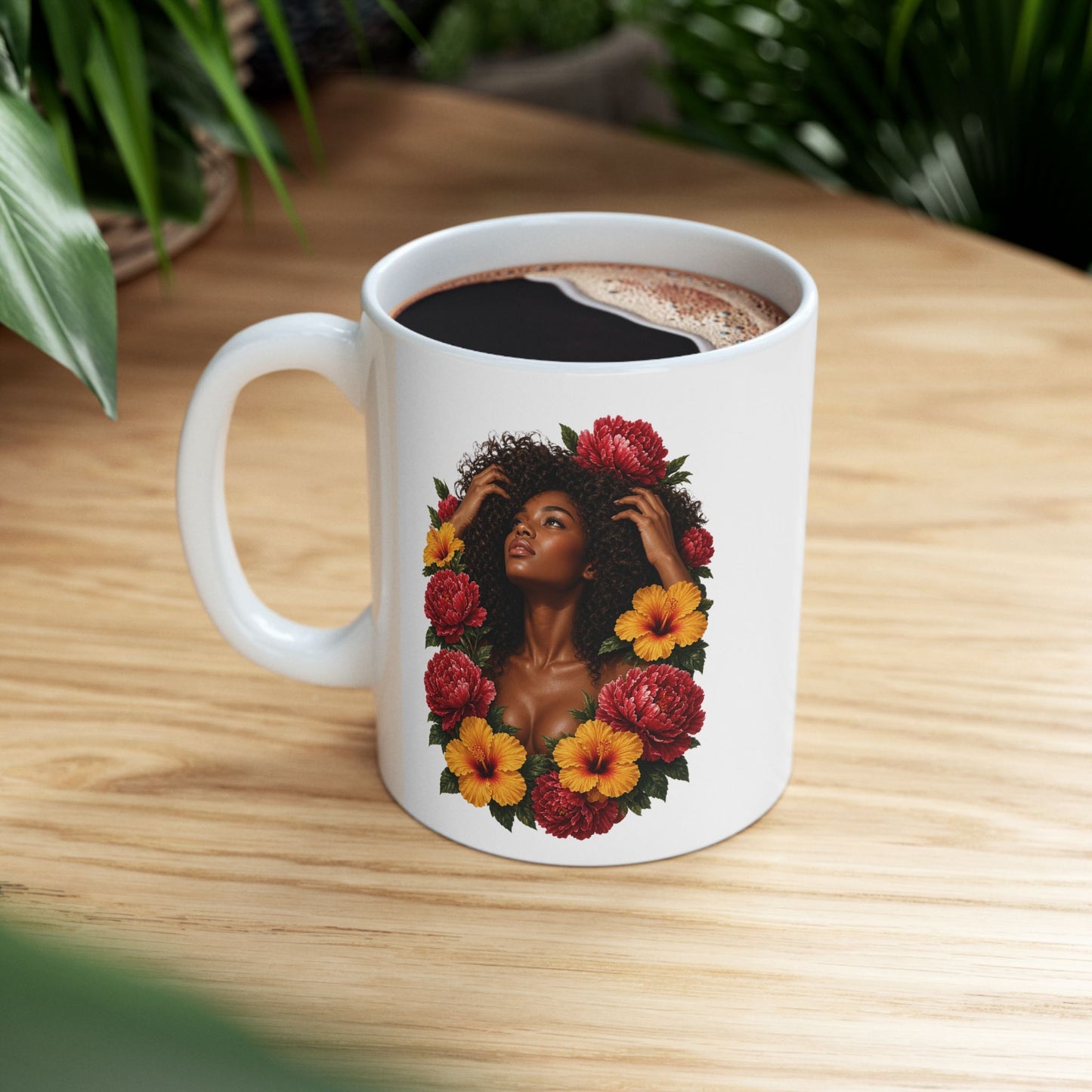 Colorful Floral Ceramic Mug - 11 oz