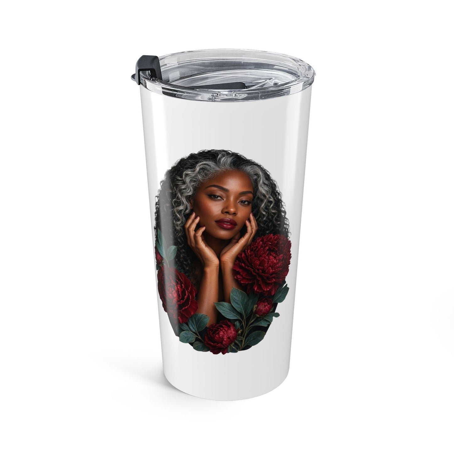 Floral Rose Tumbler with Lid - 20 oz