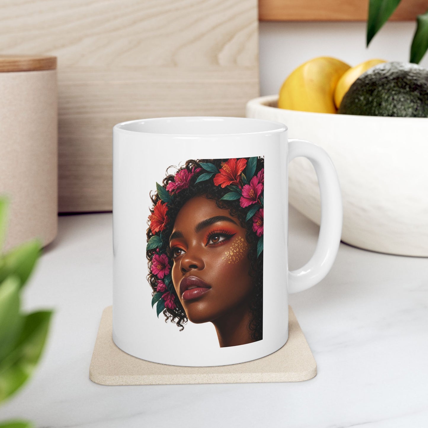 Floral Ceramic Mug - Black & Beautiful 11 oz.