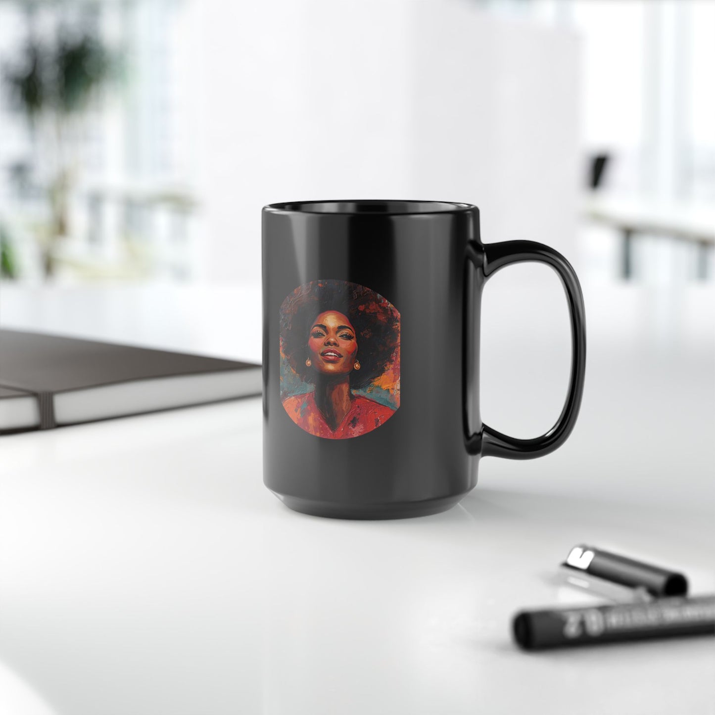Black Afro Woman Portrait Mug – 11oz & 15oz Ceramic Coffee Cup