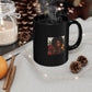 Glossy Black Floral Portrait Mug – Ceramic Coffee Cup (11oz & 15oz)
