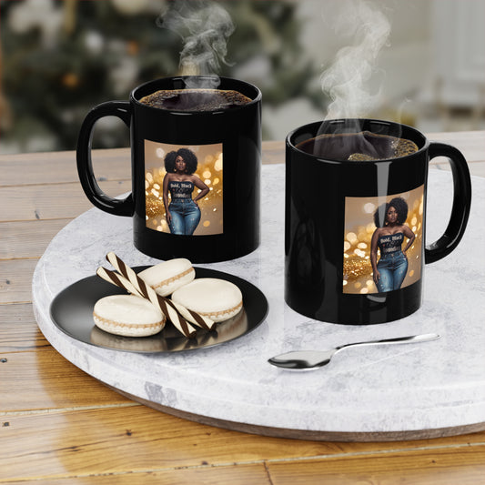 Black Coffee Mug 11oz – Bold Black Woman Photo Art Cup