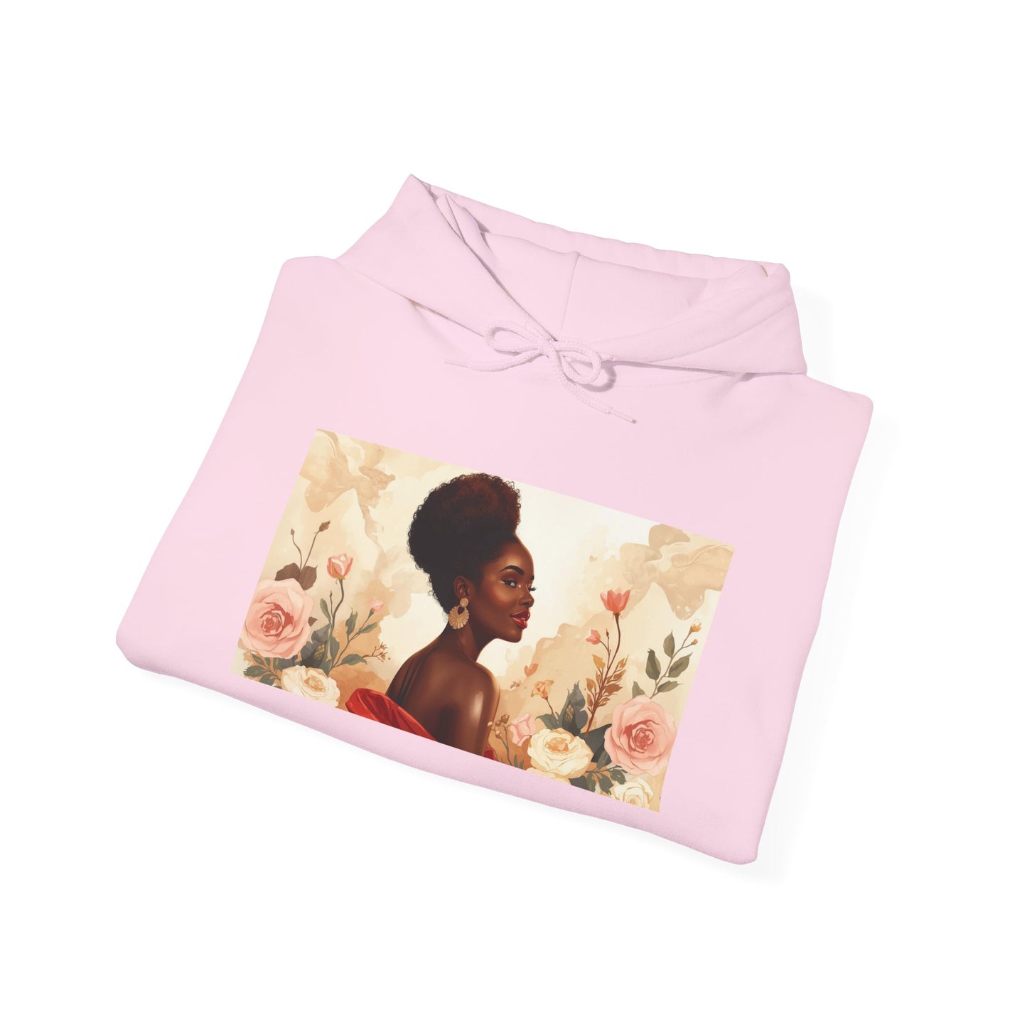 Afrocentric Rose Art Hoodie for Black Women – Portrait Sweatshirt