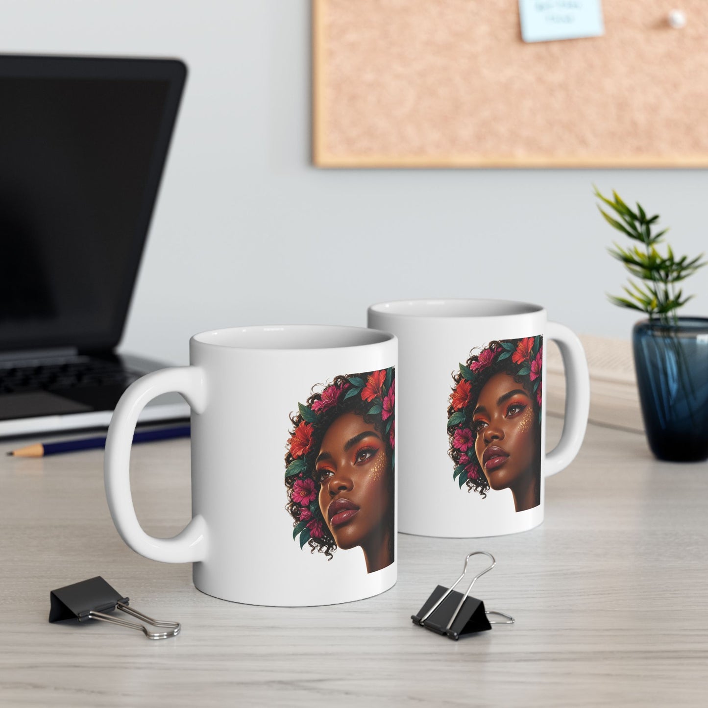 Floral Ceramic Mug - Black & Beautiful 11 oz.