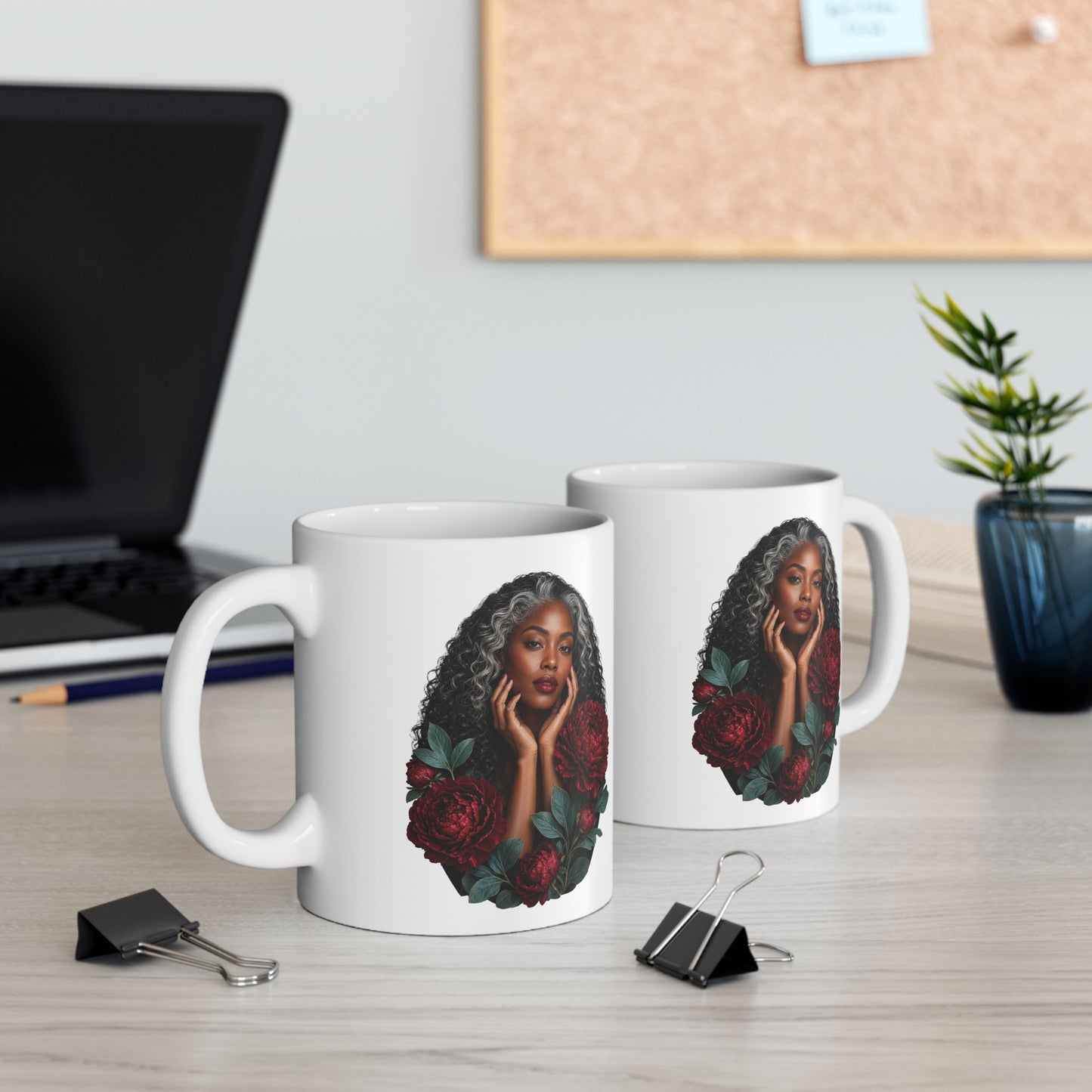 Floral Ceramic Mug - 11 oz