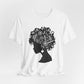 Black Woman Floral Silhouette T-Shirt – Lightweight Cotton Afrocentric Graphic Tee