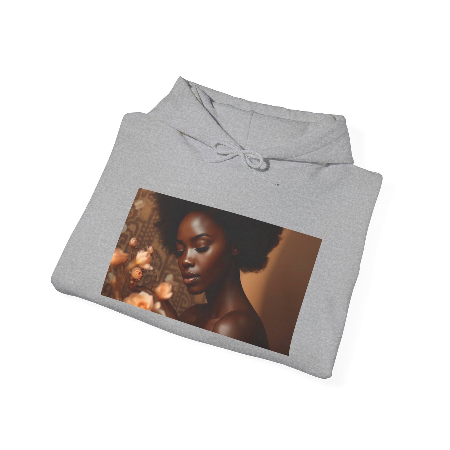 Afrocentric Art Hoodie for Black Women – Warm Floral Portrait Sweatshirt