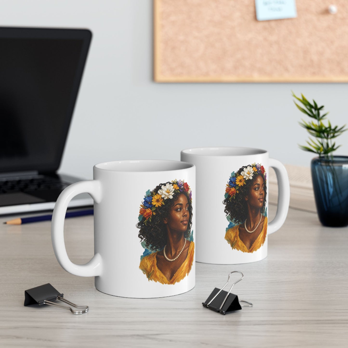 Floral Ceramic Mug - 11 oz