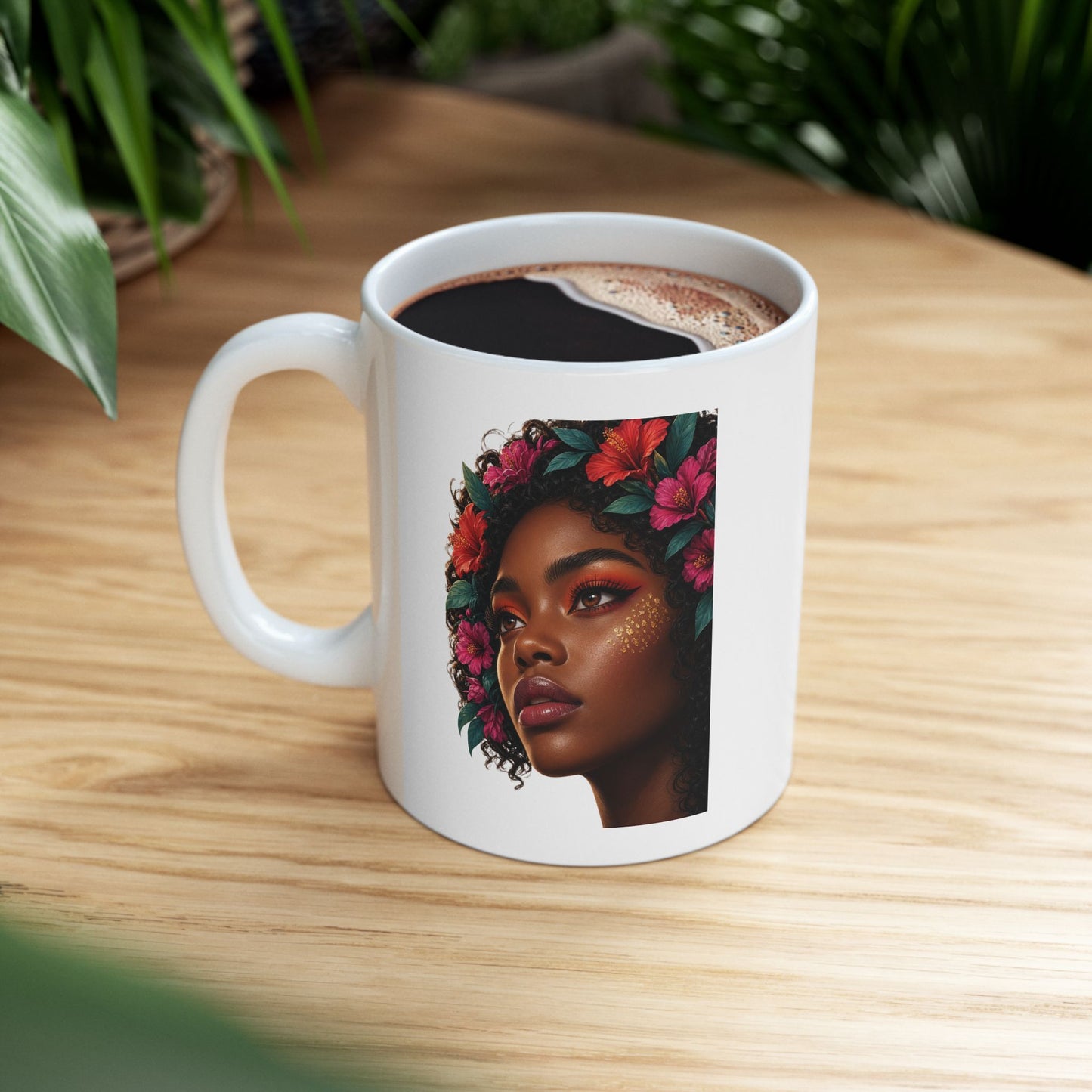 Floral Ceramic Mug - Black & Beautiful 11 oz.