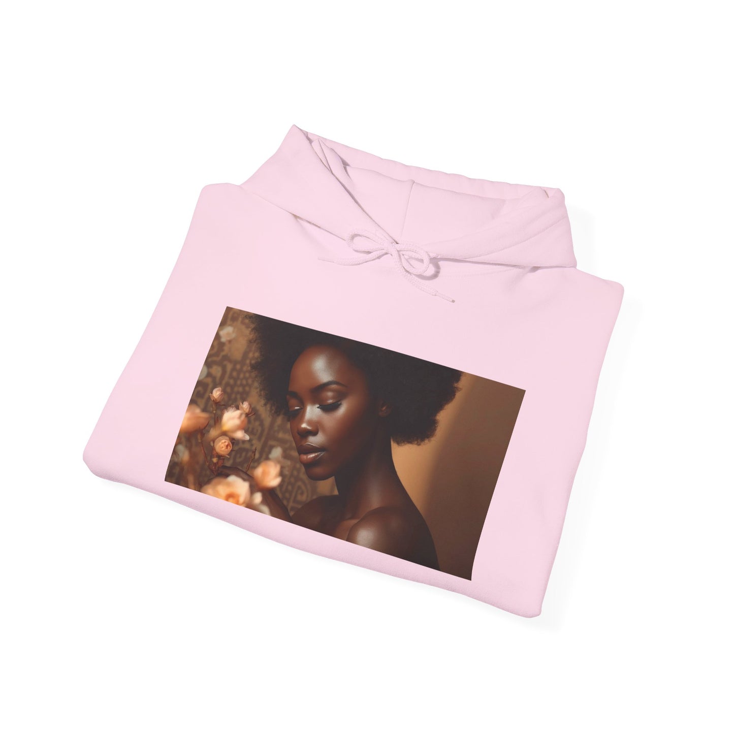 Afrocentric Art Hoodie for Black Women – Warm Floral Portrait Sweatshirt