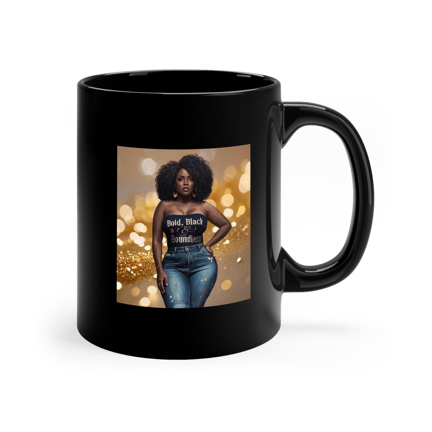 Black Coffee Mug 11oz – Bold Black Woman Photo Art Cup