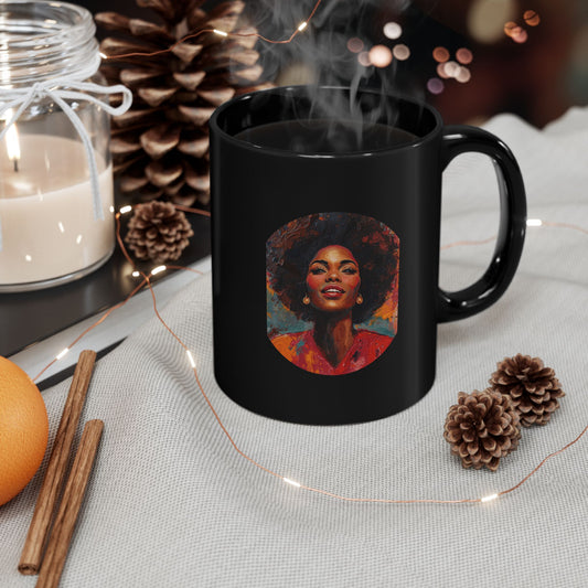 Black Afro Woman Portrait Mug – 11oz & 15oz Ceramic Coffee Cup
