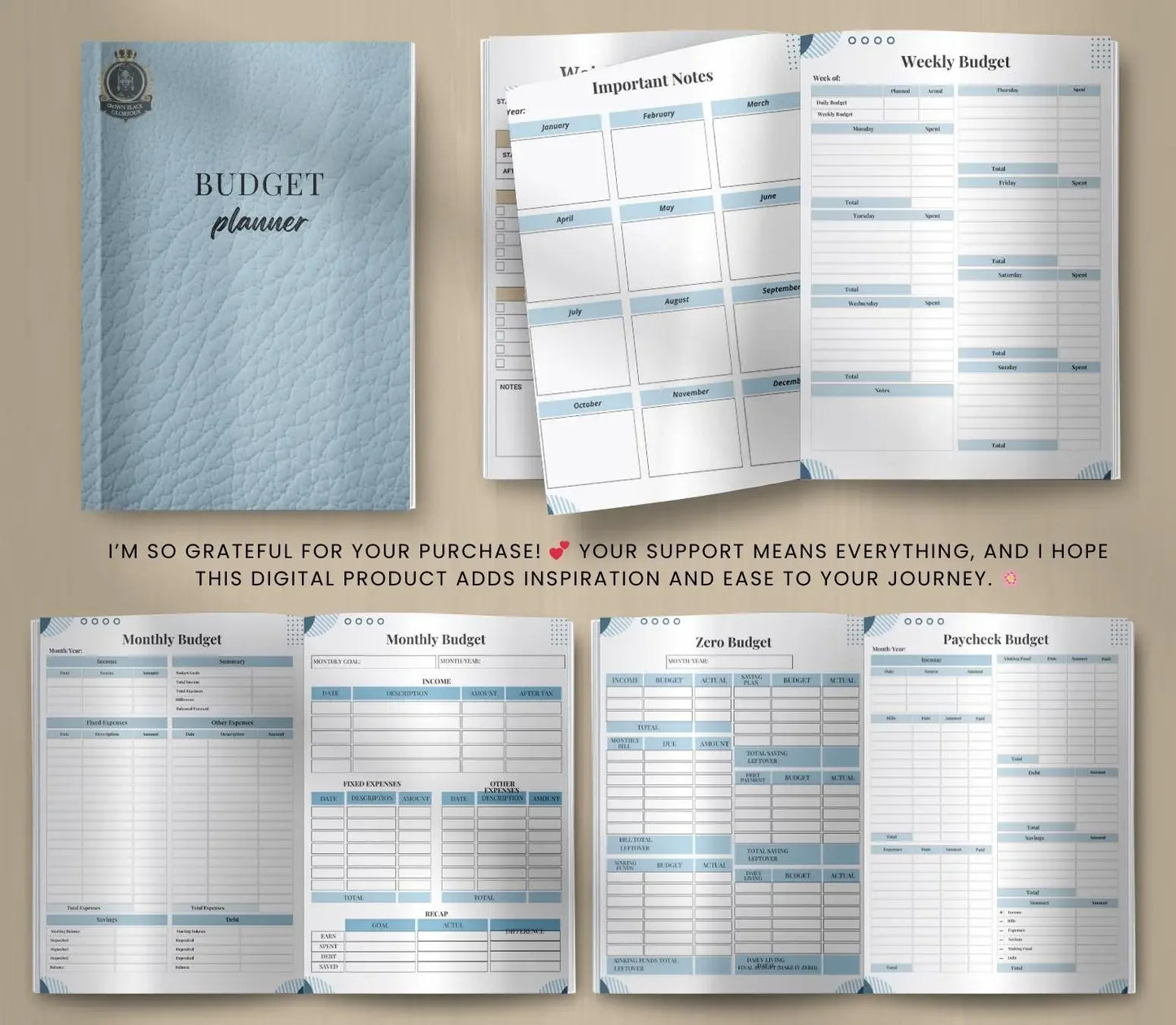 Budget Planner & Finance Tracker - Money Management Made Easy (Digital) Grown Black Glorious