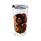 Floral Travel Tumbler – Orange Flowers and Red Roses - 20 oz