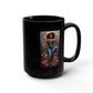 Black 15oz Ceramic Mug – Bold Black Woman Floral Art Coffee Cup