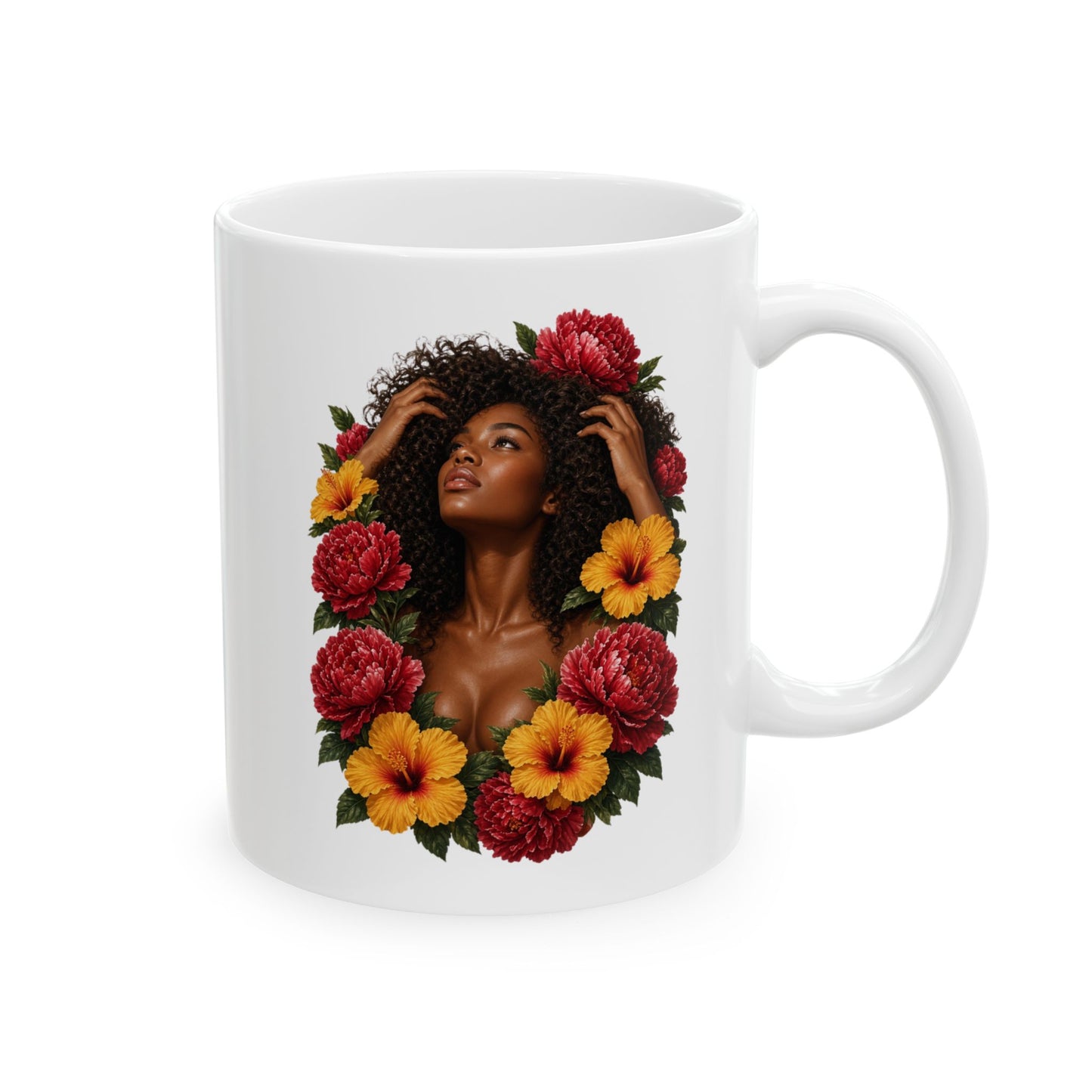 Colorful Floral Ceramic Mug - 11 oz