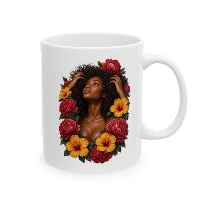Colorful Floral Ceramic Mug - 11 oz
