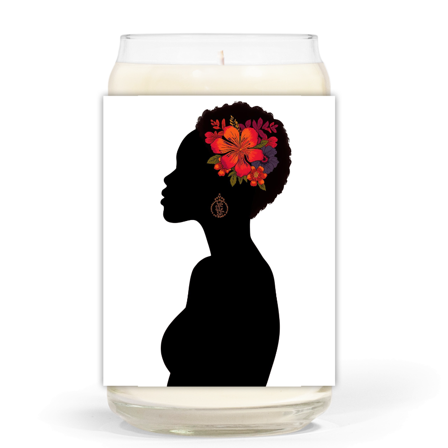 Floral Afro Silhouette Hand-Poured Soy Candle Grown Black Glorious