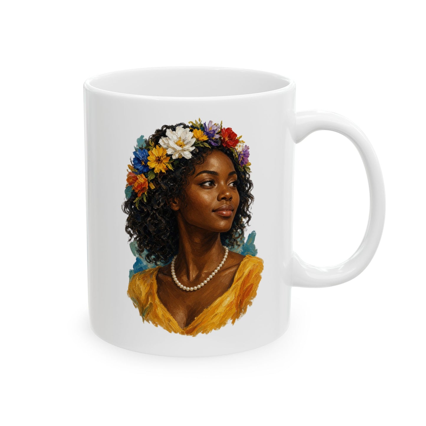 Floral Ceramic Mug - 11 oz
