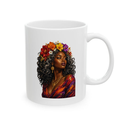Colorful Floral Ceramic Mug - 11 oz