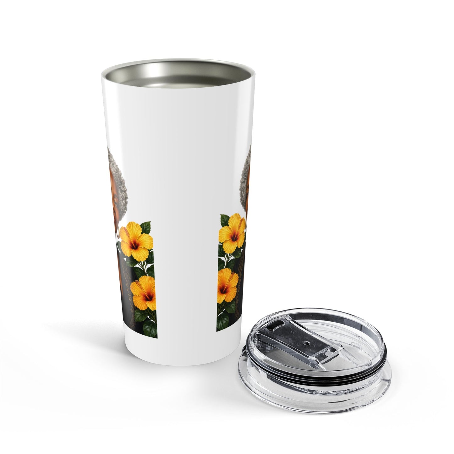 20oz Tumbler with Vibrant Orange Flower Design