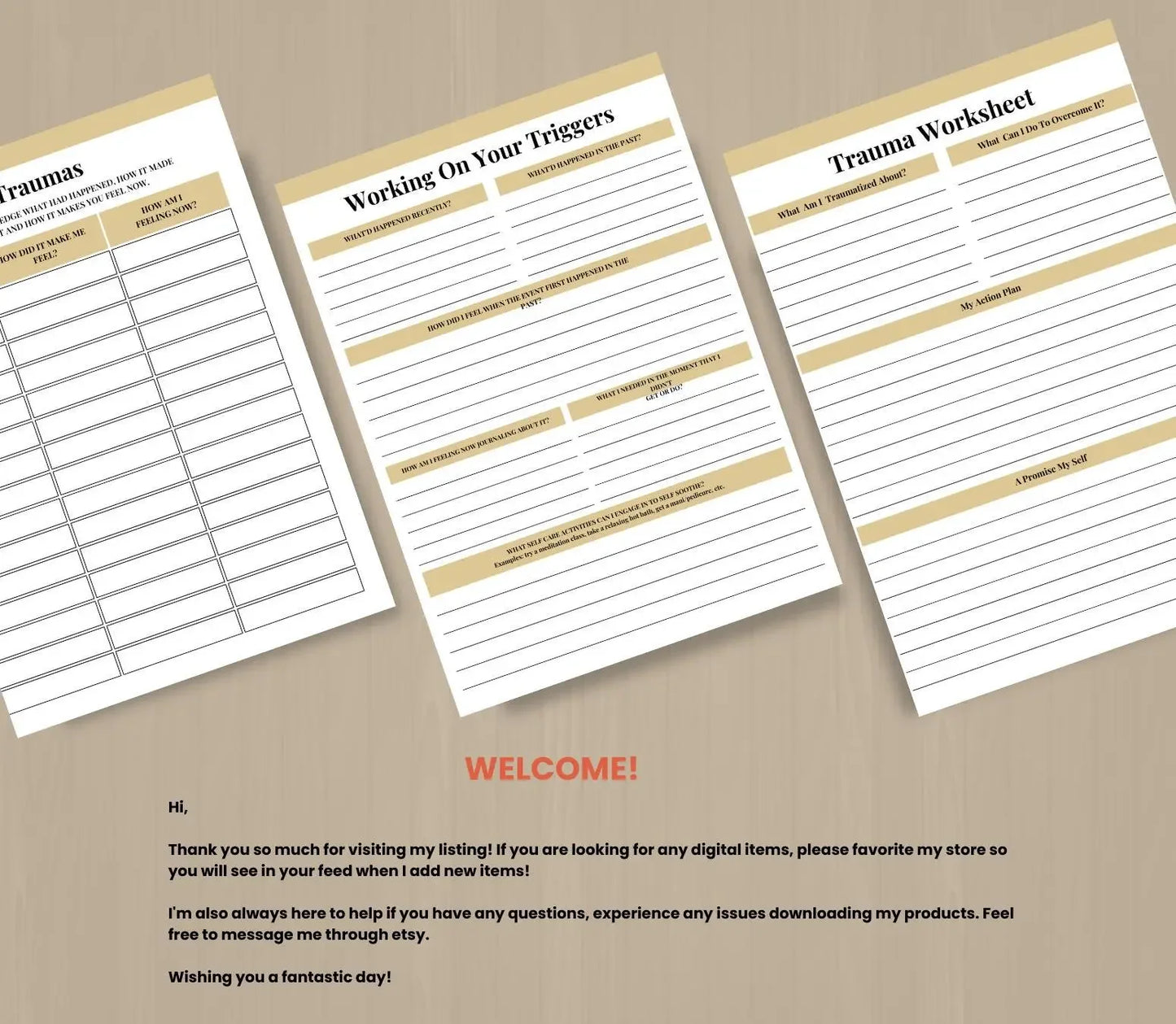 PTSD Trauma Healing Workbook: Coping Skills, Therapy Journal (Printable PDF & Canva) Grown Black Glorious