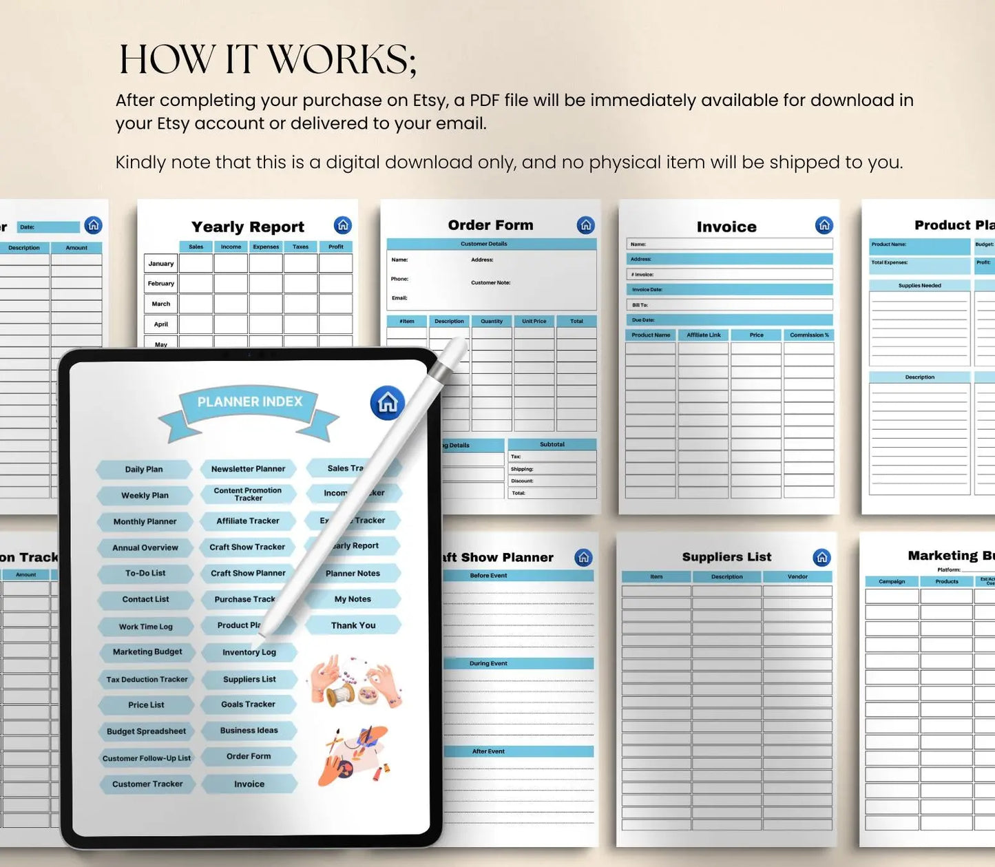 Craft Business Planner: Etsy Shop Organizer, Inventory Tracker (Printable PDF & Digital) Grown Black Glorious