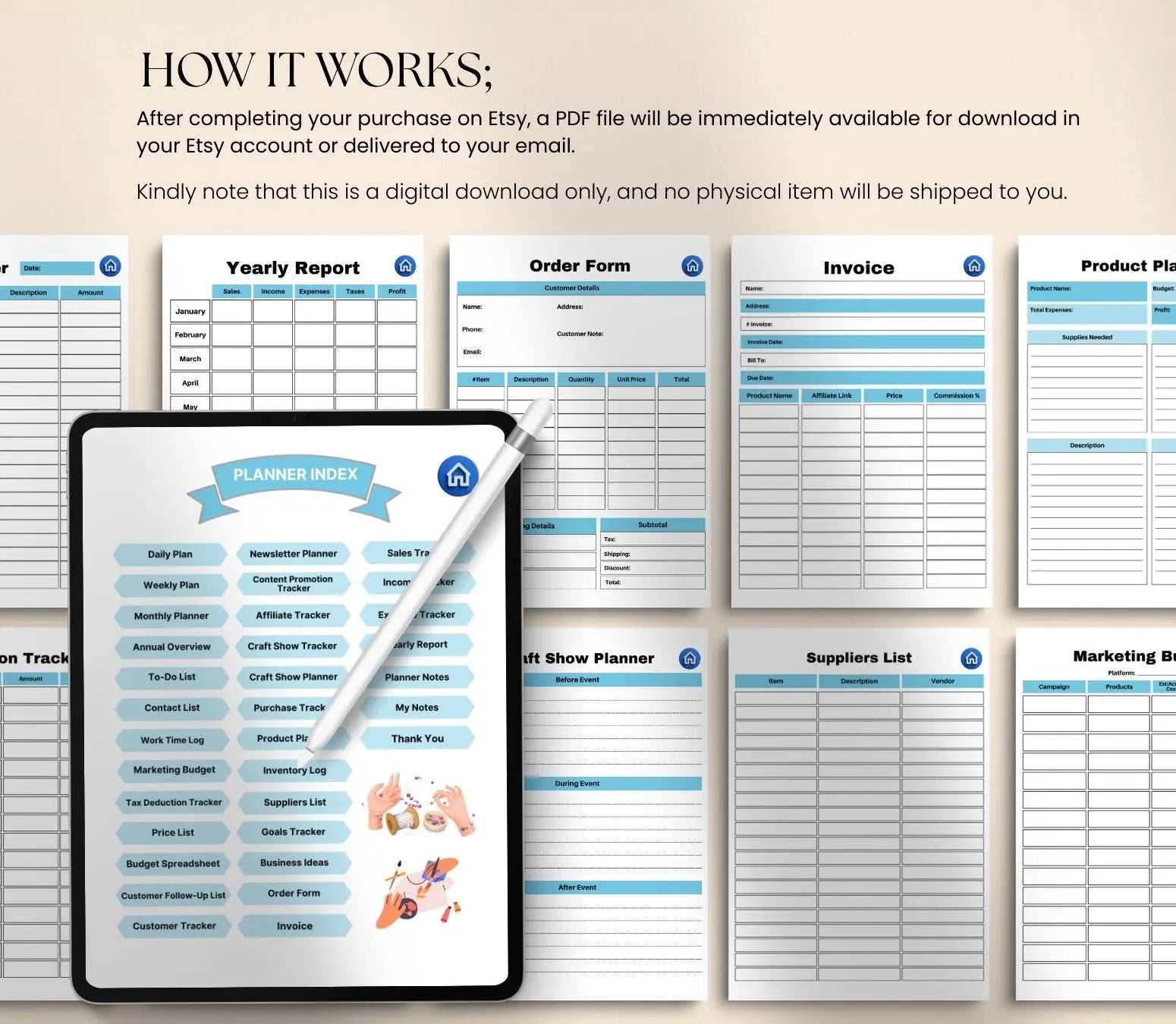 Craft Business Planner: Etsy Shop Organizer, Inventory Tracker (Printable PDF & Digital) Grown Black Glorious