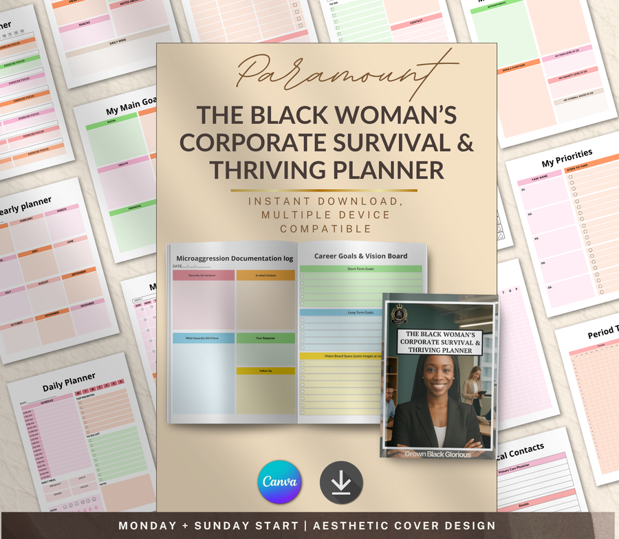 Career planner for Black women with career growth tracker and planning pages