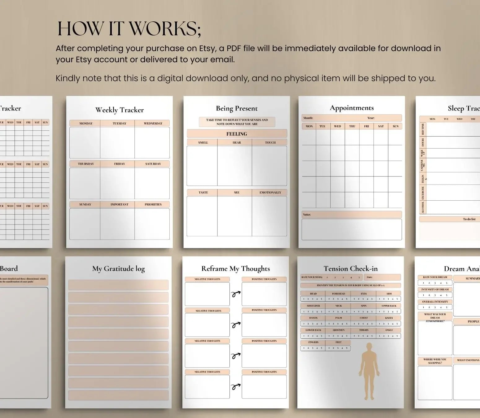 Black Women Anxiety Journal | Mental Health Tracker, Stress Relief Prompts, Nubian Queen Mindfulness , Printable & Digital Wellness Planner Ma boutique