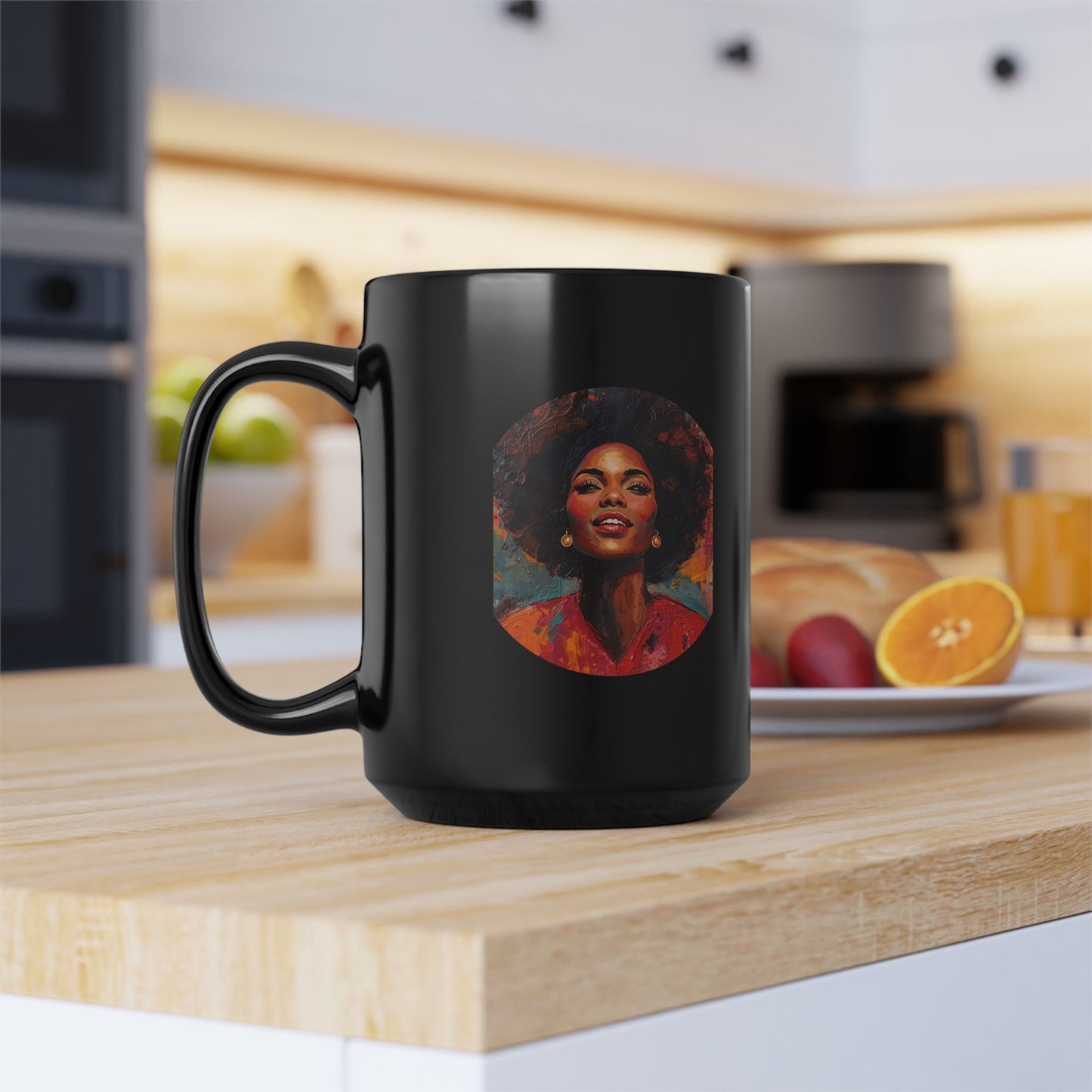 Black Afro Woman Portrait Mug – 11oz & 15oz Ceramic Coffee Cup