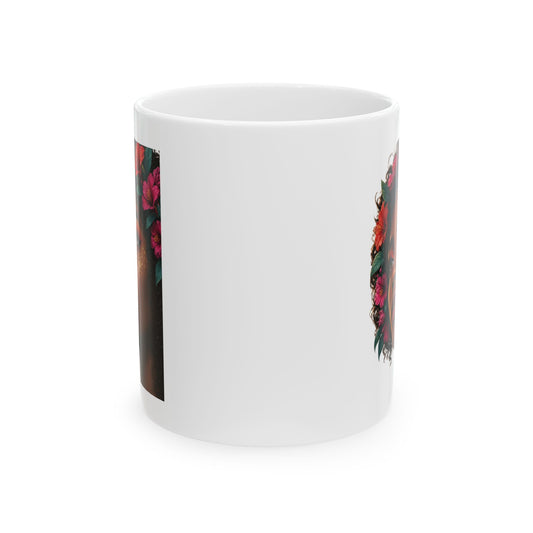 Floral Ceramic Mug - Black & Beautiful 11 oz.